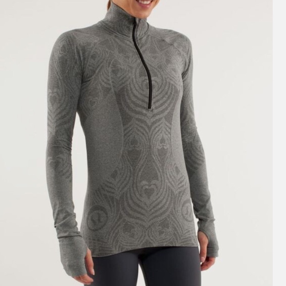 Lululemon Run Swiftly Take Flight Long Sleeve 1/2 Zip Size 8 in Grey